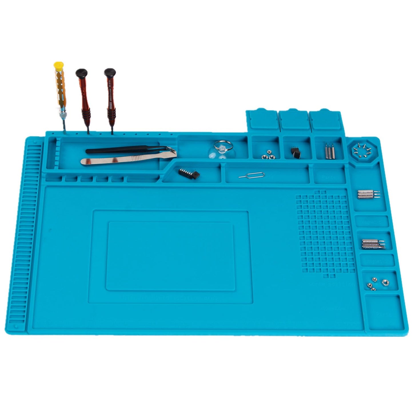 Solder Mat, Large Silicone Electronics Repair Mat, Premium Heat Resistant 932°F Magnetic Soldering Mat for Cell Phone, Laptop Repair, BGA Soldering Gun Iron 17.7''x 11.8'' Blue