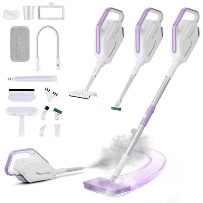 AAOBOSI Steam Mop, 1300W Powerful Detachable Handheld Steamer with 350ml Tank, 11 Multi-purpose Accessories, 23FT Power Cable, Steam Mops for Floor Cleaning, Tiles, Windows, Carpets, Furniture