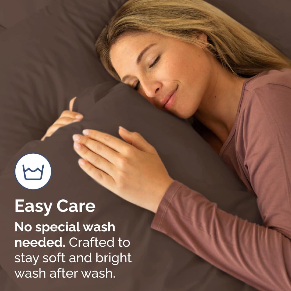 Skiennix Body Pillowcases Set of 4 | Soft, Cozy 20x54 Long Pillow Covers for Side Sleepers - Machine Washable, Fade Resistant - Brown