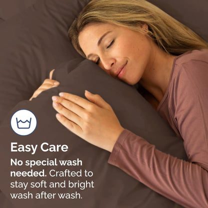 Skiennix Body Pillowcases Set of 4 | Soft, Cozy 20x54 Long Pillow Covers for Side Sleepers - Machine Washable, Fade Resistant - Brown