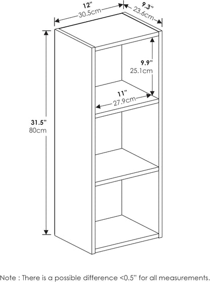 3-Tier Furinno Pasir No Tool Assembly Open Shelf Bookcase, Blackwood