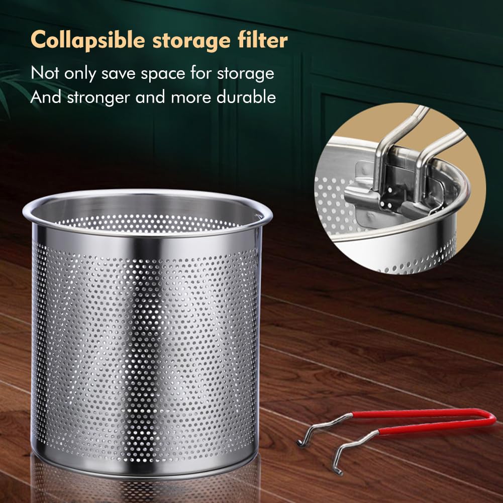 304 Stainless Steel Deep Fryer Pot with Basket, Stove Top Deep Fryer with Easy Grip Handle, Large Capacity Multifunctional Oil Strainer Pot For Frying Fish Shrimp Fries Chicken(Silver)