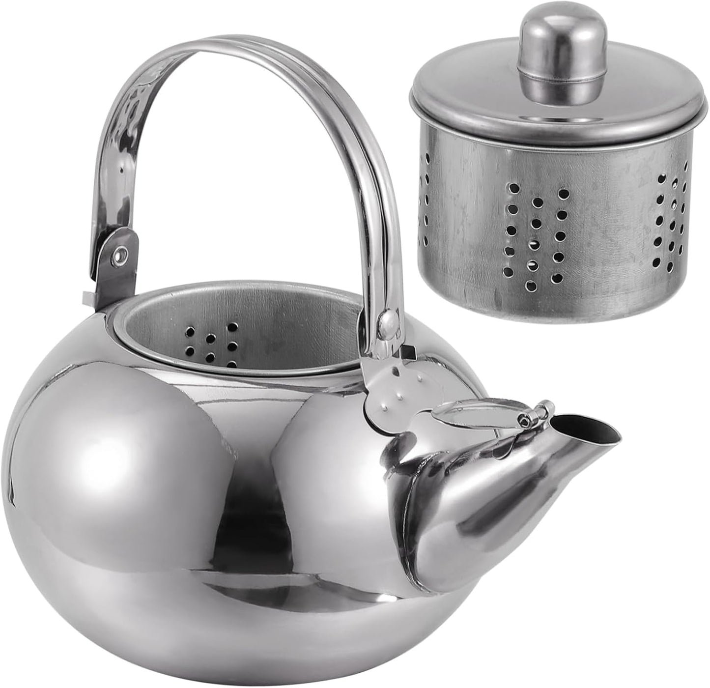 1pc Metal Tea Kettle with Infuser, Stainless Steel Pot Filter Screen for Coffee
