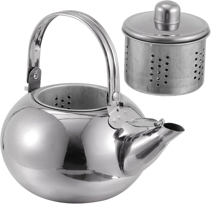 1pc Metal Tea Kettle with Infuser, Stainless Steel Pot Filter Screen for Coffee