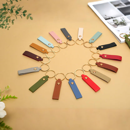 LECEHIVO 110 Pcs PU Leather Keychain Blanks Bulk with Key Rings 3.7 x 0.7 Inches DIY Craft Keychains Laser Engraving Kit (Multicolor)