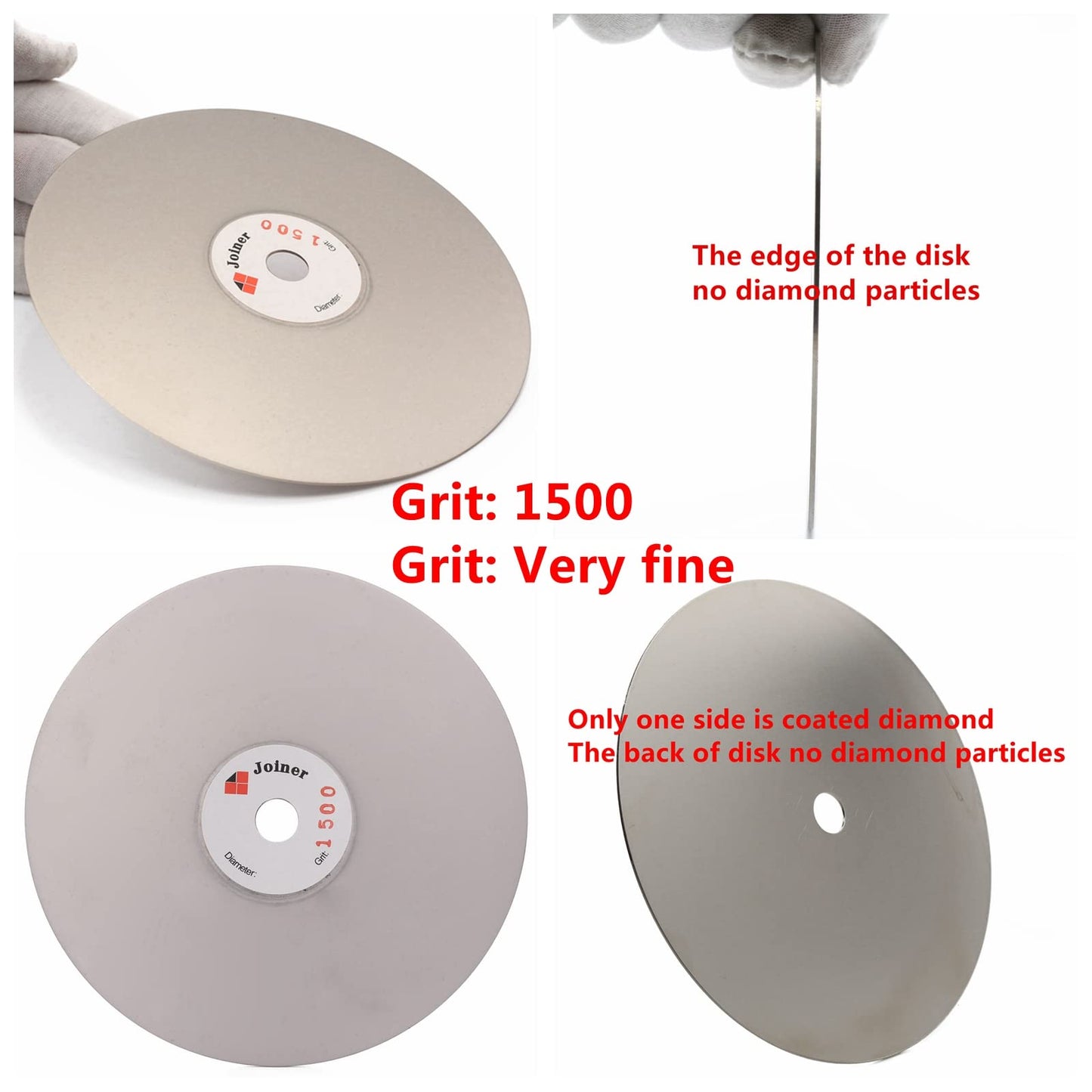 6" inch 150 mm Grit 1500 Diamond Grinding Disc Abrasive Wheel Coated Flat Lap Disk Jewelry Tools for Gemstone Glass Rock Ceramics