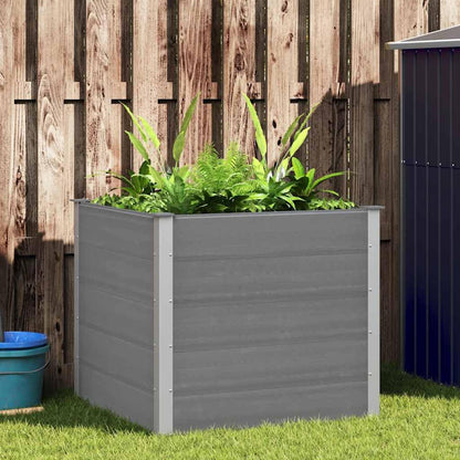Mhdvray 39.4" Grey Square Raised Garden Bed, Wood-Plastic Composite Elevated Planter Box for Patio & Terrace, Large Outdoor Planter 100x100x91 cm