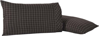 VHC Brands Standard Pillowcase Set, 21x30, Wyatt Bedding Accessory, Plaid Tan