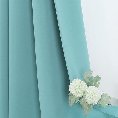 ChrisDowa Small Window Curtains - Grommet Thermal Insulated Room Darkening Panels, Aqua (2 Panels, 29 x 40 Inch)