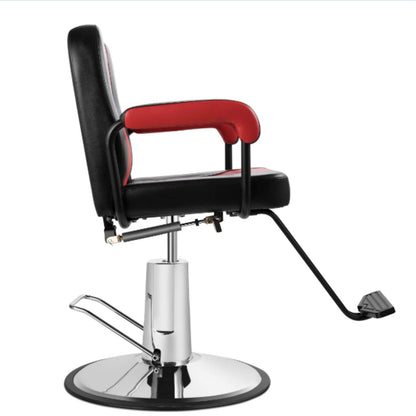 Funnylife Black&Red Vintage Reclining Hydraulic Salon Beauty Chair with Oil Pump Heavy Duty Beauty Salon Barber Swivel Chairs Hair Cutting Salon Equipment