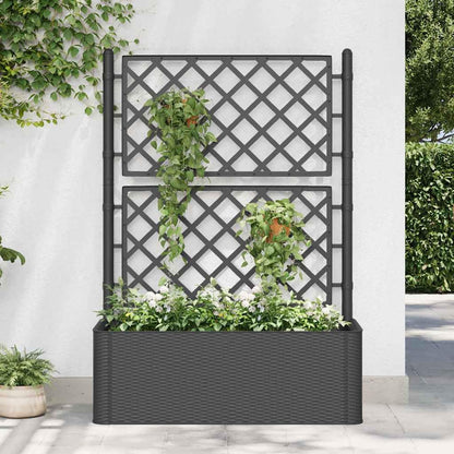 Mhdvray Raised Bed Planter 39.4x16.9x55.9 in Anthracite Plastic Self Watering Trellis Box for Climbing Plants Indoor Outdoor Patio Balcony Garden