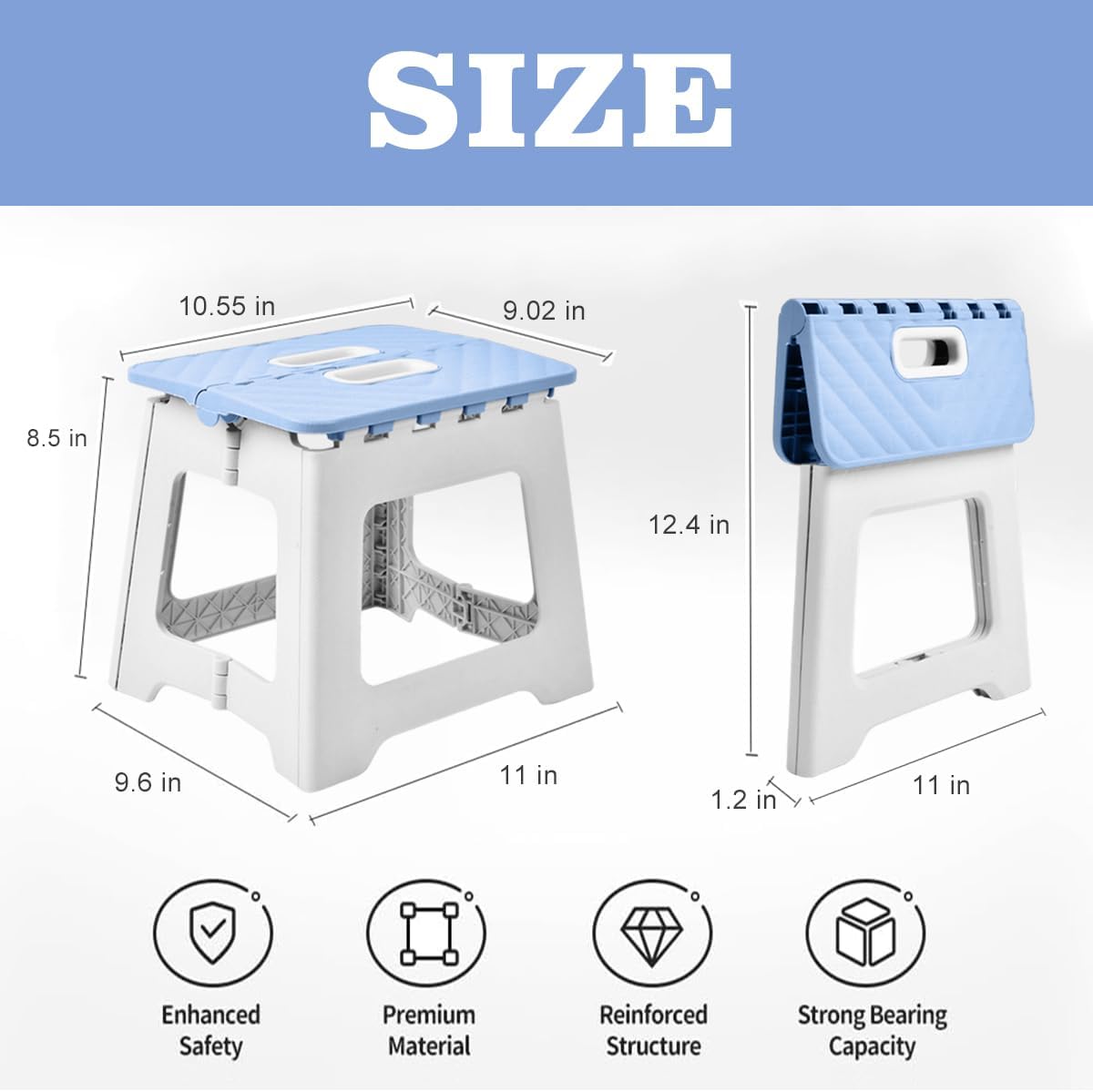 Todetana 9 Inches) Folding Step Stool for Kids, Collapsible Step Stool for Family Use, Non Slipping Portable Travel