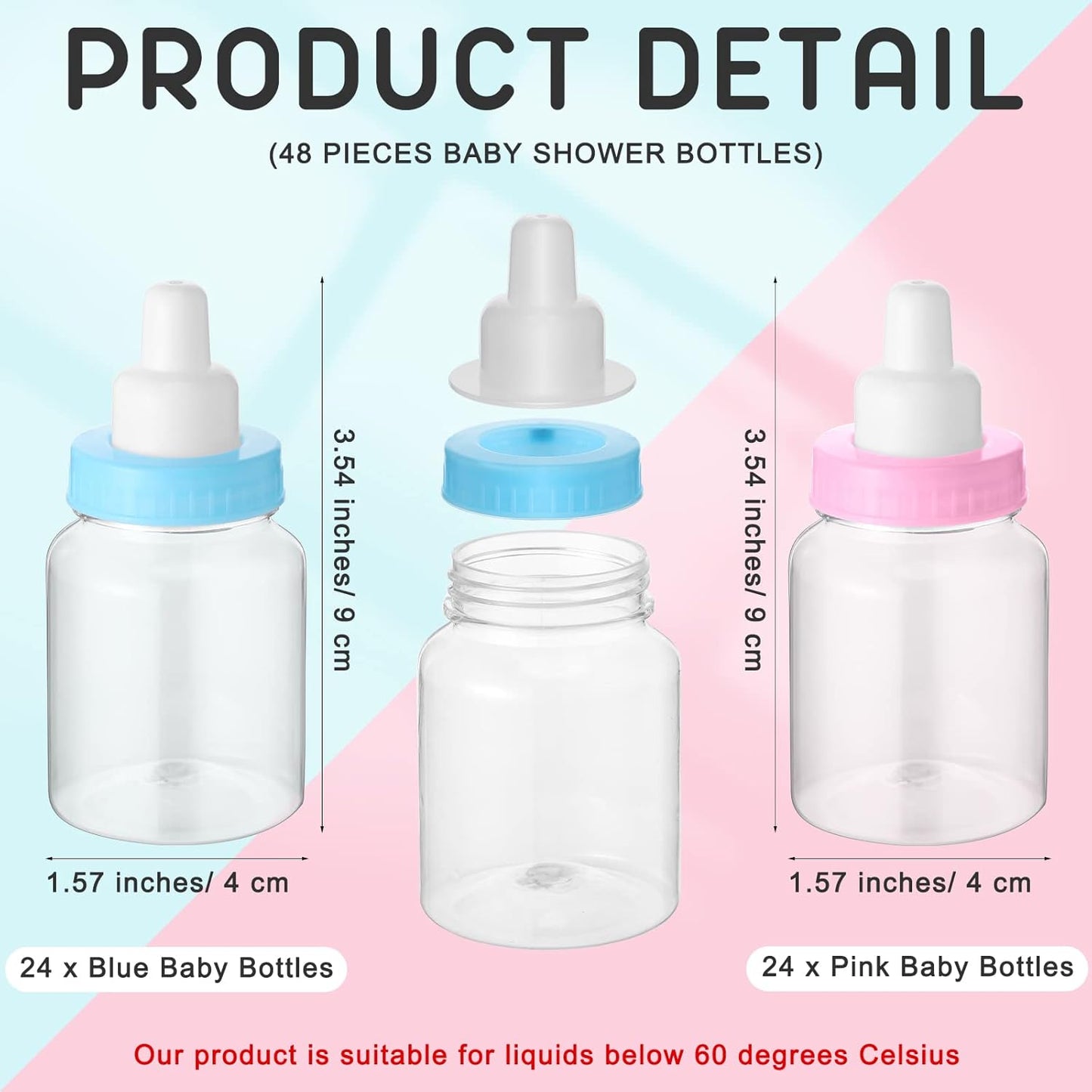 162 48 48 64 2 Pcs Gender Reveal Baby Shower Favors Mini Milk Bottles Plastic Baby Candy Bottle Mini Pacifiers Tiny