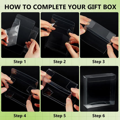 BENECREAT 20Pcs Clear Gift Boxes, 3.5x3.5x1.2inch PVC Wedding Favour Boxes for Candy Chocolate, Birthday Present Contains, Party Favor, Festival Gift Packaging