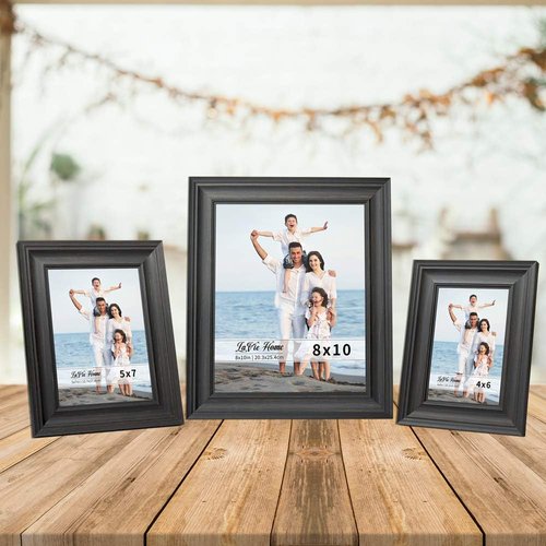 LaVie Home 5x7 Picture Frame - Rustic Black Photo Frame Set with High Definition Glass for Wall & Table Display