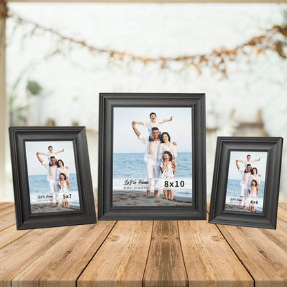LaVie Home 8x10 Picture Frame - Rustic Black Design with Tempered Glass for Wall & Table Display