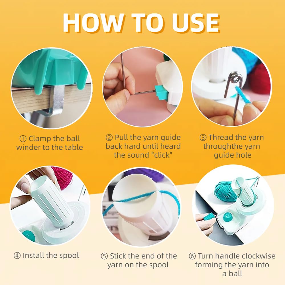 Yarn Ball Winder, Convenient Yarn Winder for Yarn,Yarn Swift and Ball Winder Combo with Easy Installation for Yarn Storage + 53 Pieces Stitch Knitting Needles + 1 Pieces Scissors