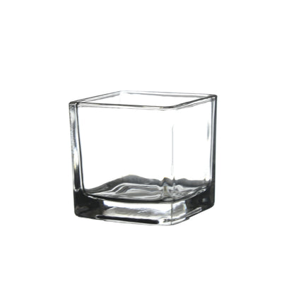 WGV 2 Inch Tea Light Votive Candle Holder, Clear, Square Cube 2”x2”, Small Tiny, Home Décor, Table Top, 1 Pc