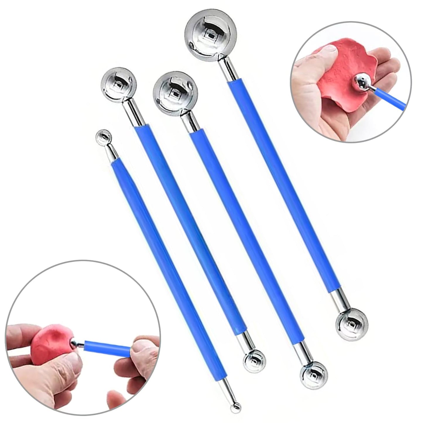 25Pcs Clay Sculpting Tool Set, Polymer Clay Kit with Ball Stylus Pens, Wooden Carving Tools, Dotting Pens & Smoothing Sponge, Multi-Function Craft Tools for Pottery, Ceramic & Nail Art