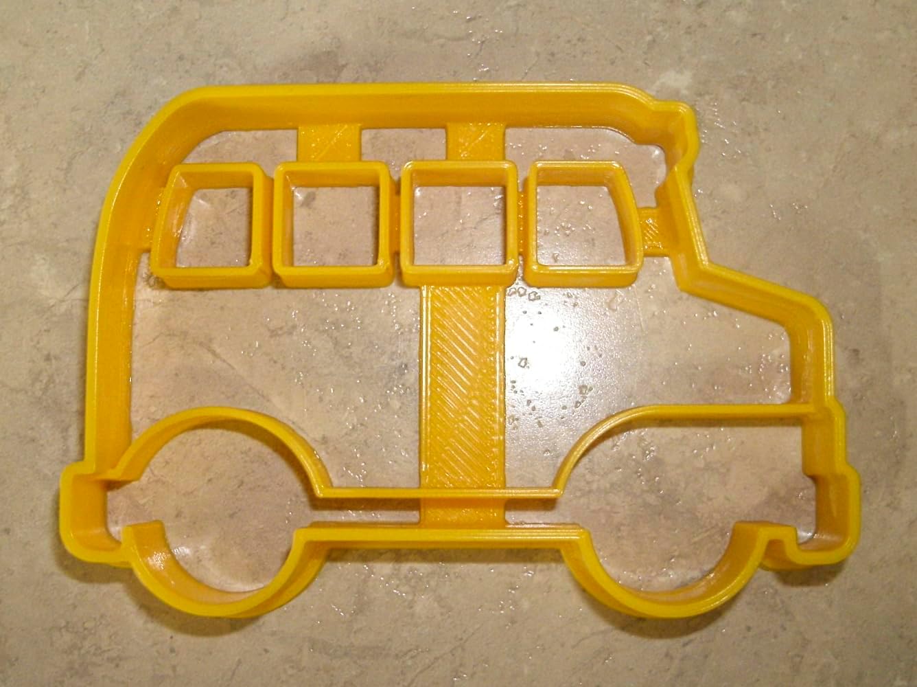 School Bus Cookie Cutter, Detailed Side View, 1 Piece, Yellow, Made in USA, PR837