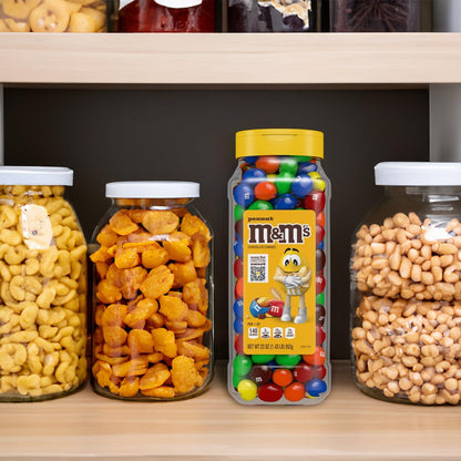 M&M's Peanut Candy Jars, Assorted Chocolate Candies, Party Size Bulk, Movie Night Treats, Buffet Chocolates, Resealable and Recyclable, 23 Ounces Each, Pack of 2