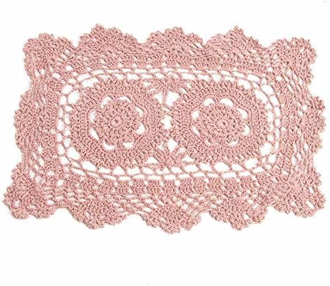 Factory Direct Craft Set of 4 Hand Crocheted Lace Doilies, Rectangle Rose, 12" L x 8" W