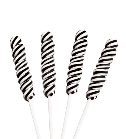 Black Twisty Lollipops - 24 Unicorn Suckers Individually Wrapped Bulk - Great for Candy Buffet - Wedding - Graduation - Halloween - Baby Shower - Birthday Party Favor Candy - Goodies for Kids and Adults