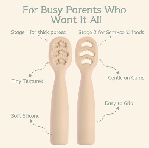 Eascrozn Baby Spoons - Self Feeding Utensils for 6+ Months | BPA-Free Silicone, 6-Pack Set