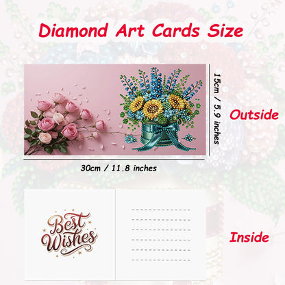 JBTM24 12 Packs Diamond Art Cards Kit, Diamond Painting Greeting Cards with Envelopes, DIY Card Making Kits for Adults, Gifts for Families, Friends, Partners (Bouquet)