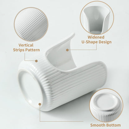 3-4oz Countertops Dobbyby Ceramic Bathroom Cup Dispenser with Stylish Vertical Stripes - Disposable Mouthwash Cup