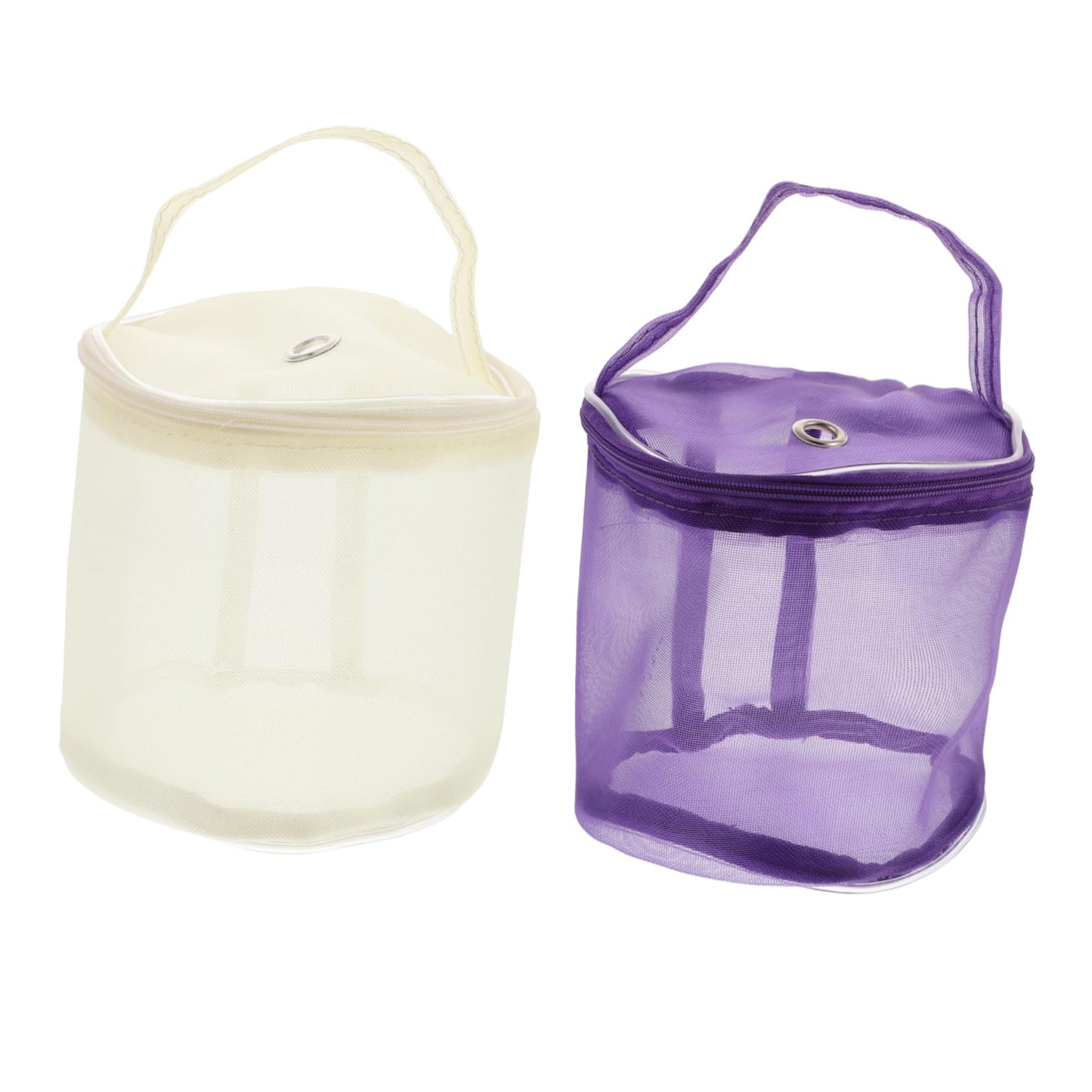 2Pcs Mesh Yarn Storage Bags - Portable Nylon Yarn Balls Organizer for Knitting and Crochet Projects - Purple and Magenta