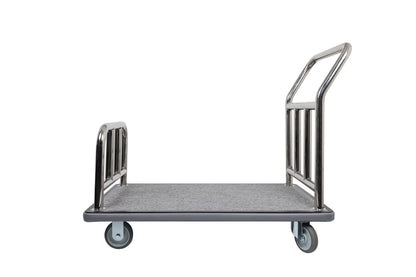 Wholesale Hotel Products Stainless Steel Utility Cart – 750lb Capacity – Dolly Cart w/ 5” Wheels & Grey Carpet, for Hotel, Resorts, Condos, Commercial Use (Value Valet Series)