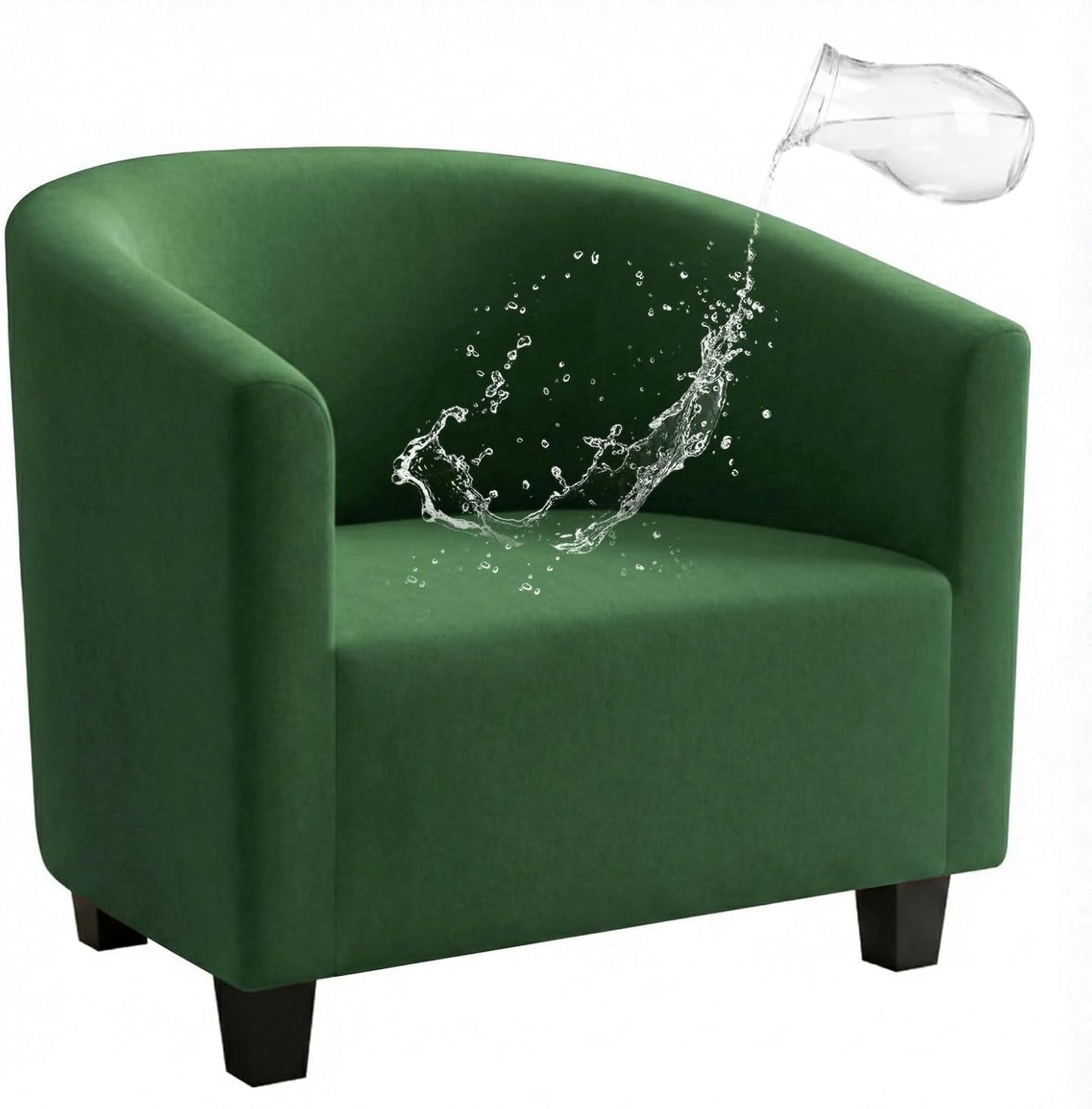 NICEEC Green Club Chair Cover Spandex Stretch Barrel Chair Slipcovers Water Repellent Tub Chair Slipcover Soft Accent