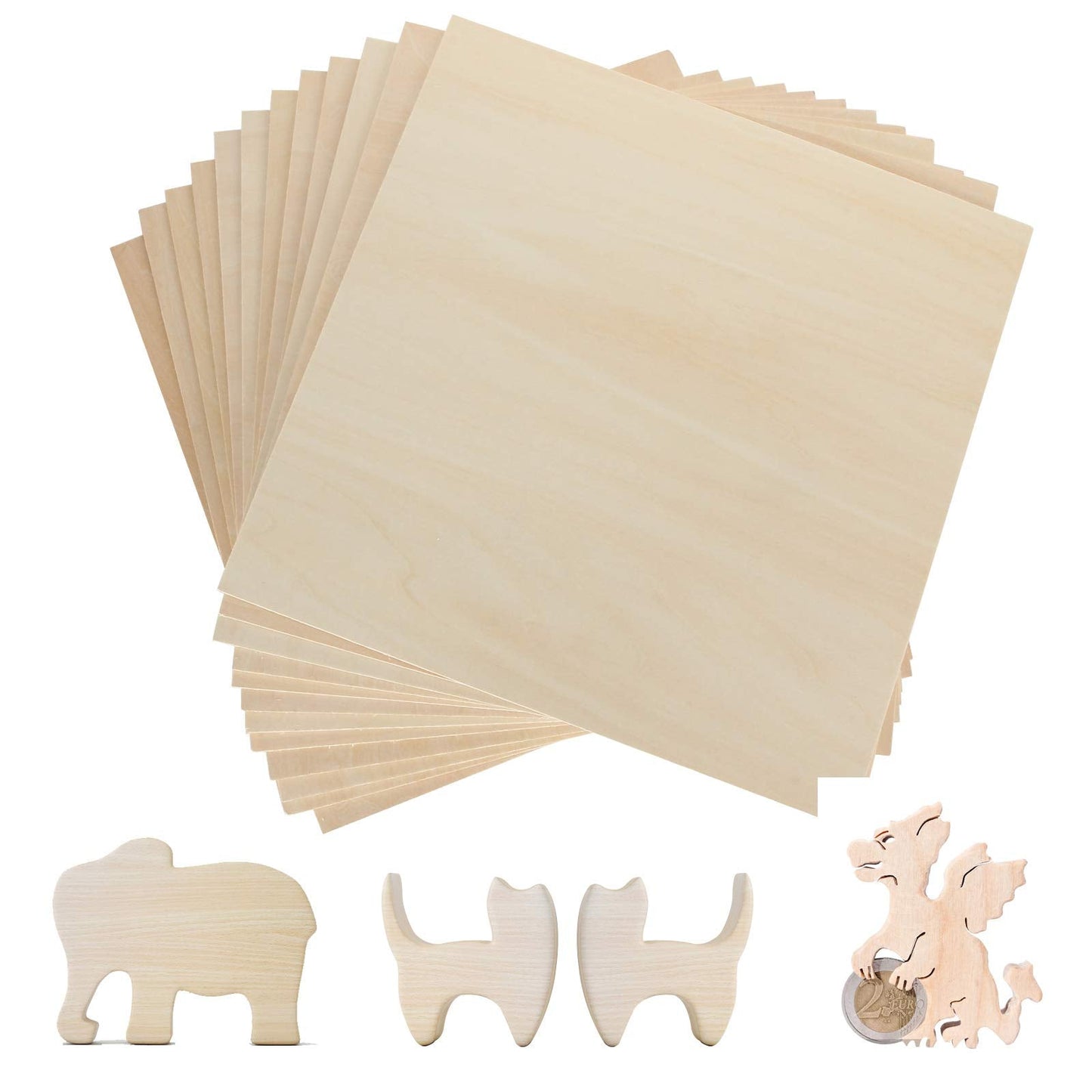 12 Pack Basswood Sheets 1/8 x 12 x 12 Inch Plywood Board, Thin Natural Unfinished Wood for Crafts, Hobby, Model Making, Wood Burning and Laser Projects