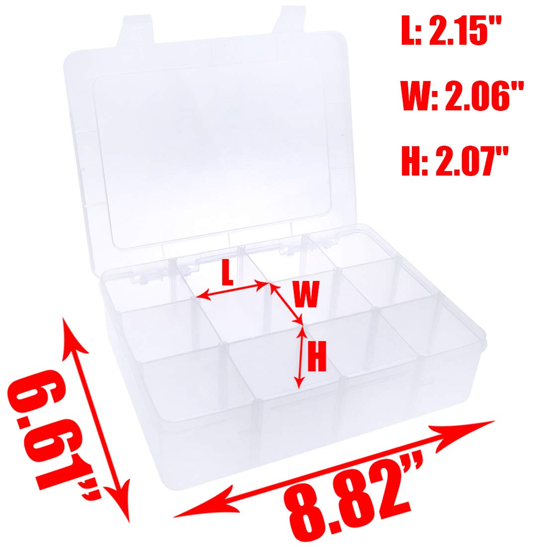 Xiaoyztan Clear Plastic Organizer, 12 Grids with Adjustable Dividers, Jewelry Box Bead Storage Container for Small Parts, Fishing Tackle, DIY Crafts, and Earrings