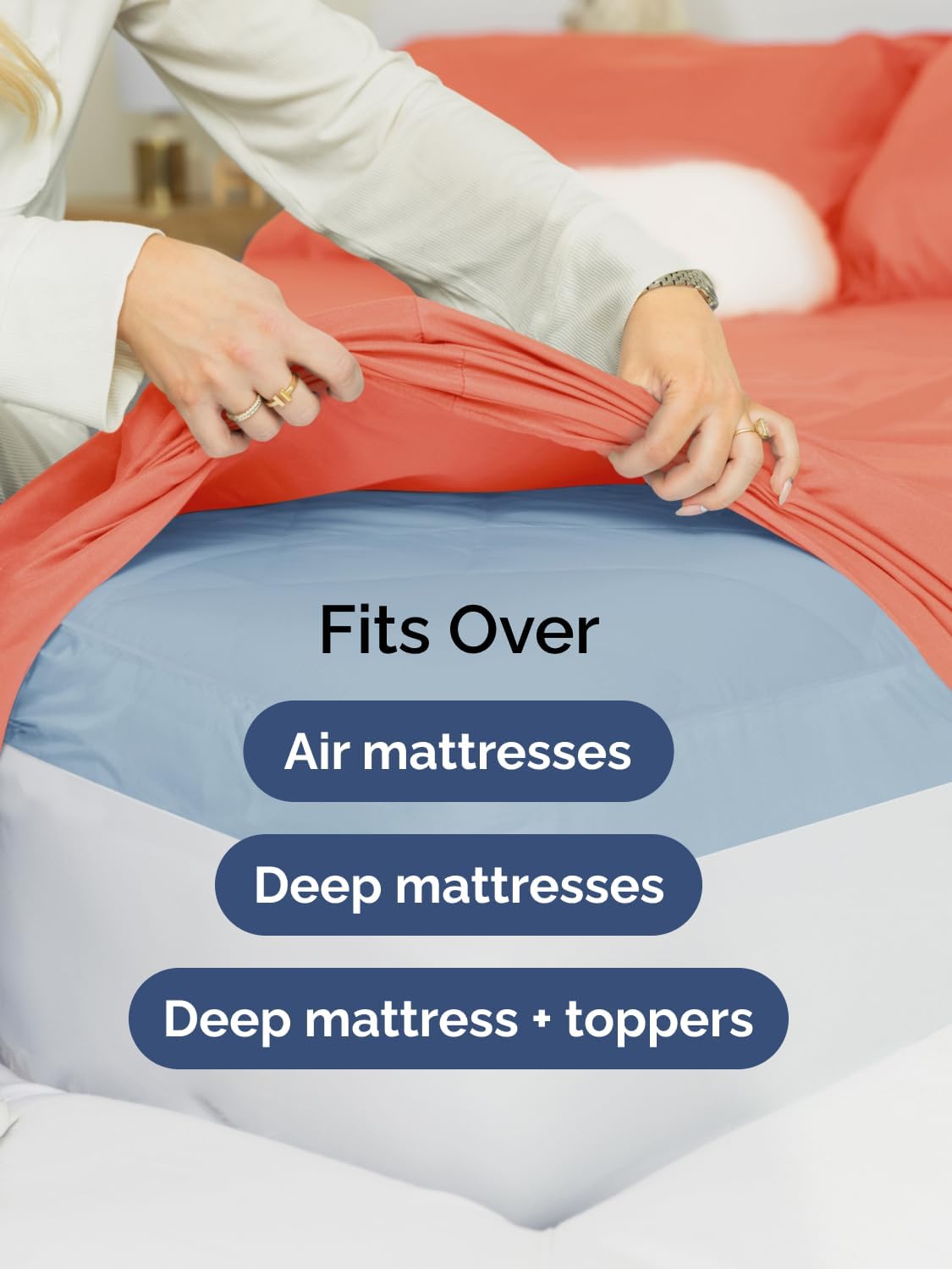 Skiennix Extra Deep Cal King Sheet Set - 6 Piece Breathable Cooling Bedding - Soft Wrinkle-Free Coral