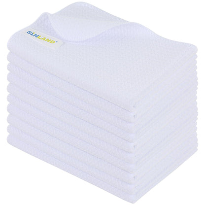 SINLAND Microfiber Sublimation Blank Towels - Fast Drying Waffle Weave Kitchen Towel, Tea Towel Polyester Dish Towels for Home Decor DIY 16 Inch X 24 Inch 10 Pack White