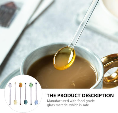 6Pcs Coffee Spoon Glass Tasting Spoon Set, Teaspoon Stirring Spoon for Tea, Dessert, Cocktail
