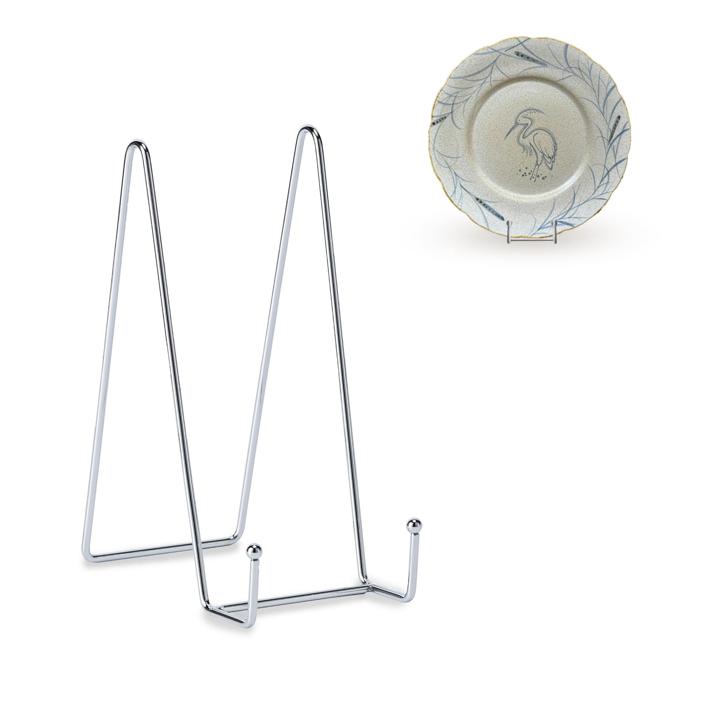 Hoewina Plate Stands for Display, Plate Holder Display Stands, Metal Frame holder stand for Book, Picture, Decorative Plate, Photo and Platter, Tabletop Art (8IN 5PCS-Silver)