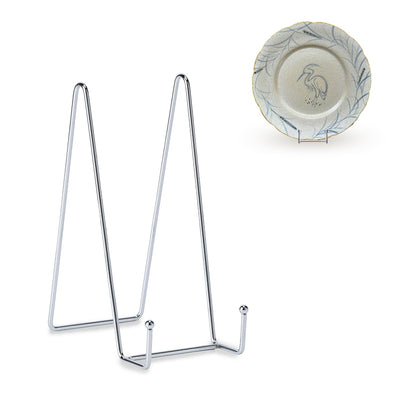 Hoewina Plate Stands for Display, Plate Holder Display Stands, Metal Frame holder stand for Book, Picture, Decorative Plate, Photo and Platter, Tabletop Art (8IN 5PCS-Silver)