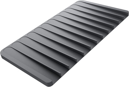 Kraus Self-Draining Silicone Dish Drying Mat for Kitchen Counter, Dark Grey, KDM-10DG