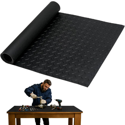 48" x 17" Work Bench Mat, Non-Slip Textured PVC Bench Pad, Enhanced 2 mm Thick Scratch-Resistant Tool Bench Liner for Woodworking, DIY, Garage & Tabletop Protection