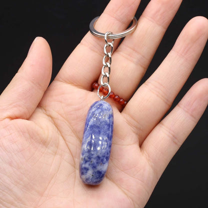 QSLLER 15pcs Irregular Keychain Natural Rose Quartz Opal Agate Stone Pendant MakingDIYJewelry Handbag Purse Household Charm Gift Ornament