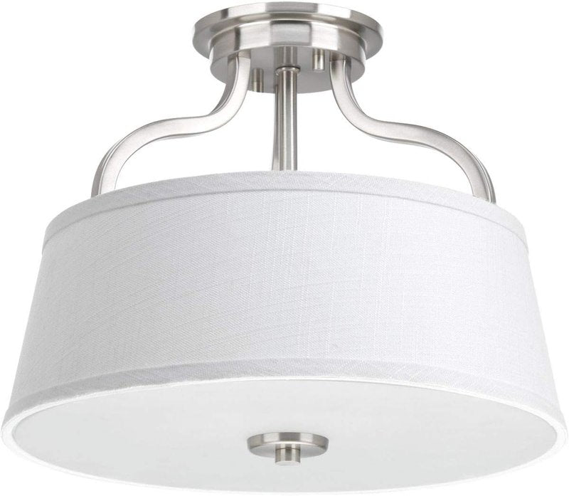 Progress Lighting 2-Light 14" Semi-Flush Convertible, Arden Collection, Indoor, P3720-09, Brushed Nickel