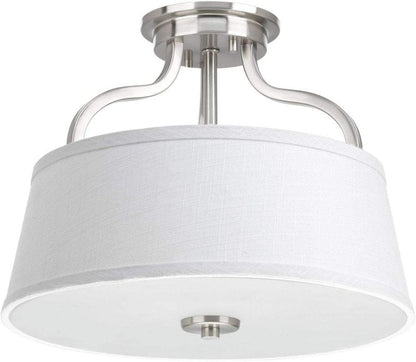 Progress Lighting 2-Light 14" Semi-Flush Convertible, Arden Collection, Indoor, P3720-09, Brushed Nickel
