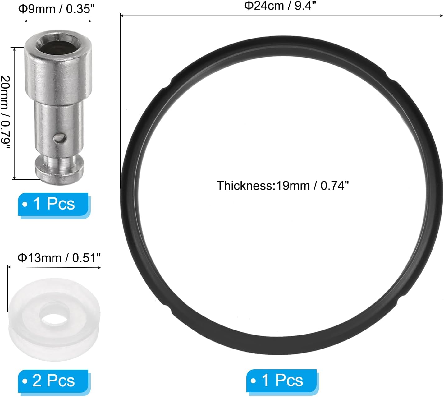 uxcell Pressure Cooker Float Valve Kit, 1 Set Black Steam Sealing Rings Silicone Gasket for 5/6QT Pressure Cooker