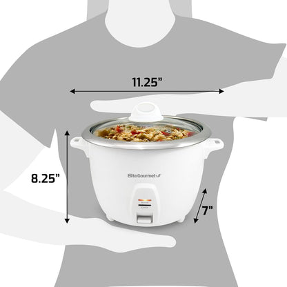 ERC-2010 10 Elite Gourmet Electric Rice Cooker with Stainless Steel Inner Pot Makes Soups, Stews, Grains, Cereals, Keep