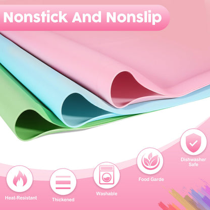 Large Silicone Mat for Crafts, 24"X19.7" Art Mat with Raised Edges for Clay, Resin, Slime, Jewelry-Making Table Protection Heat-Resistant Paint Mats, pink