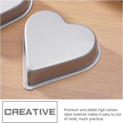 Heart Baking Pans, 3pcs Bakeware Cups for Jelly, Chocolate, Cheesecake, Non-stick Metal Kitchen