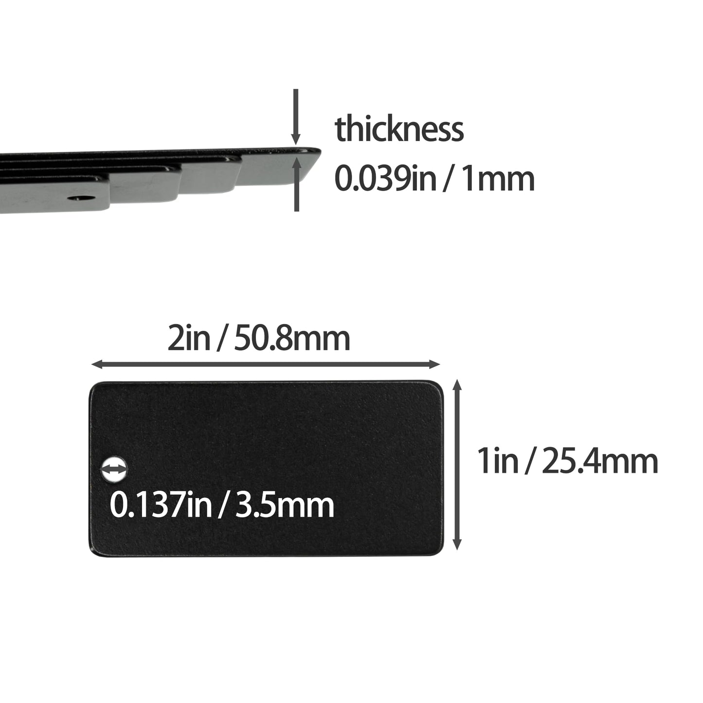 StayMax Aluminum Engraving Blanks Rectangle Blank Tags 1 Inch x 2 Inch 25 Pack (Black)